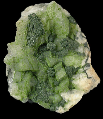 Mottramite on Calcite from Tsumeb Mine, Otavi-Bergland District, Oshikoto, Namibia