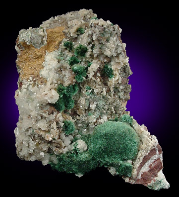 Malachite on Calcite from Tsumeb Mine, Otavi-Bergland District, Oshikoto, Namibia