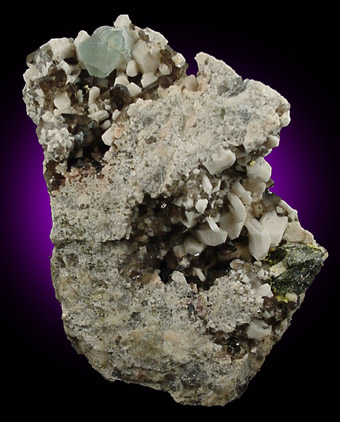 Fluorite with Smoky Quartz, Albite from Grant Peak region, Ossipee Mountains, New Hampshire