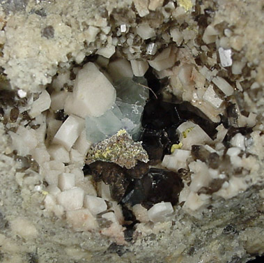 Fluorite with Smoky Quartz, Albite from Grant Peak region, Ossipee Mountains, New Hampshire