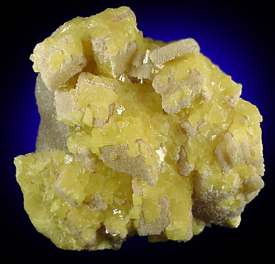 Sulfur on Aragonite from Agrigento District (Girgenti), Sicily, Italy