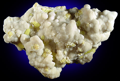 Sulfur on Aragonite from Agrigento District (Girgenti), Sicily, Italy