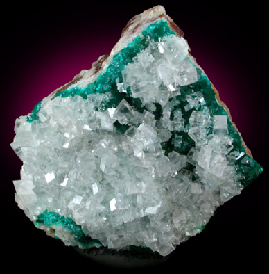 Calcite over Dioptase from Tsumeb Mine, Otavi-Bergland District, Oshikoto, Namibia