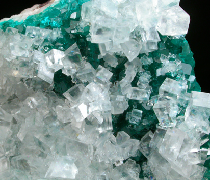 Calcite over Dioptase from Tsumeb Mine, Otavi-Bergland District, Oshikoto, Namibia