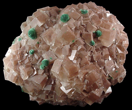 Malachite on Calcite from Tsumeb Mine, Otavi-Bergland District, Oshikoto, Namibia