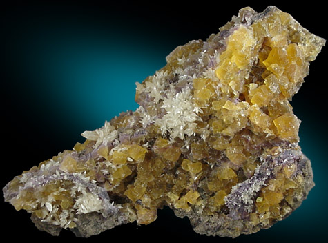 Calcite on Fluorite from Ozark-Mahoning Mine, Cave-in-Rock District, Hardin County, Illinois
