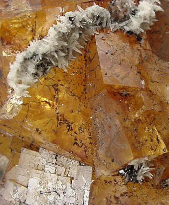 Fluorite, Calcite, Bitumen from Minerva No. 1 Mine, Hardin County, Illinois
