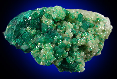 Dioptase on Calcite from Tsumeb Mine, Otavi-Bergland District, Oshikoto, Namibia