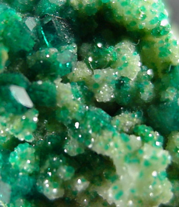 Dioptase on Calcite from Tsumeb Mine, Otavi-Bergland District, Oshikoto, Namibia