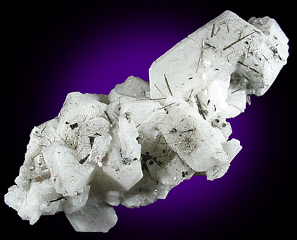 Aegirine on Albite from Mont Saint-Hilaire, Qubec, Canada