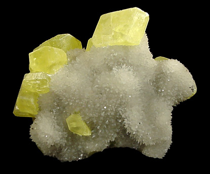 Sulfur on Calcite from Miniera Racalmuto, Agrigento, Sicily, Italy