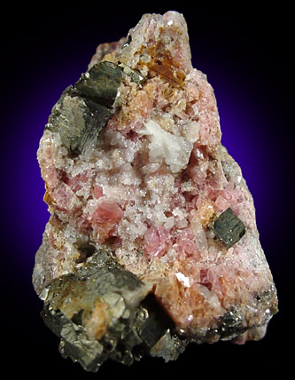 Rhodochrosite and Pyrite from Emma Mine, Butte, Silver Bow County, Montana