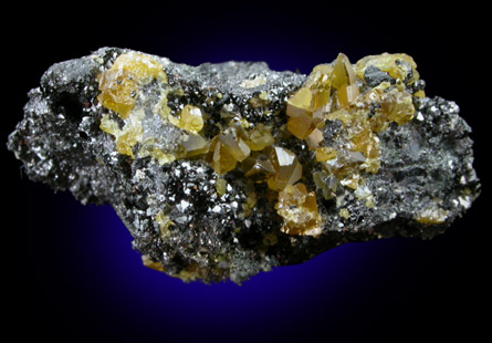 Sphalerite on Magnetite from Z.C.A Mine, Pierrepont, St. Lawrence County, New York