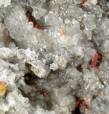 Realgar crystals on Native Arsenic from Schneeberg, Saxony, Germany