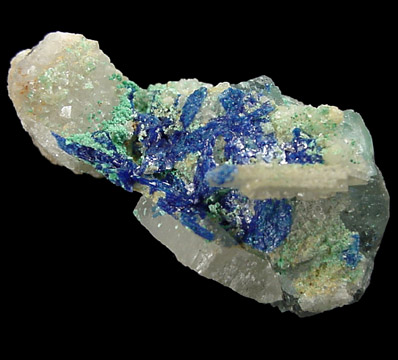 Linarite, Fluorite, Barite, Quartz from Blanchard Mine, Hansonburg District, 8.5 km south of Bingham, Socorro County, New Mexico
