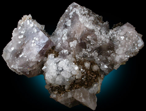 Fluorite, Quartz, Siderite from Frazer's Hush Mine, Rookhope, Weardale, County Durham, England