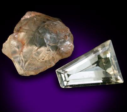 Anorthite var. Bytownite (1.44 carat faceted stone with rough) from Plush, Lake County, Oregon
