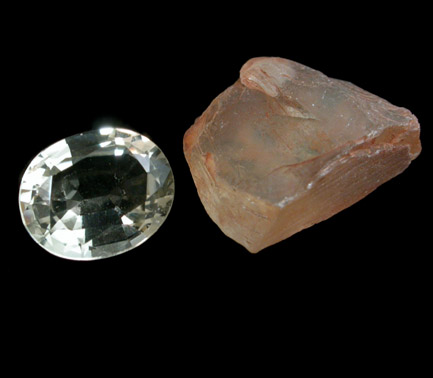 Anorthite var. Bytownite (1.46 carat faceted stone with rough) from Plush, Lake County, Oregon