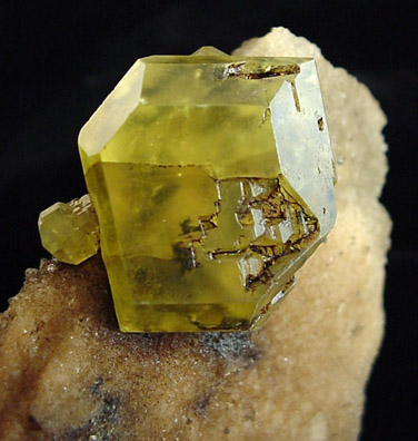 Sulfur on Aragonite from Agrigento District (Girgenti), Sicily, Italy