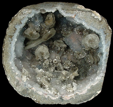 Calcite in Quartz Geode from Chihuahua, Mexico
