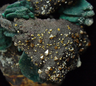 Malachite pseudomorph after Azurite with Stolzite from Whim Creek, Western Australia, Australia