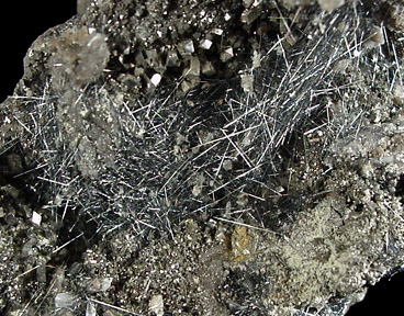 Jamesonite on Pyrite from Santa Rita Mine, Zacatecas, Mexico