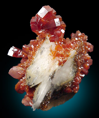 Vanadinite on Barite from Mibladen, Morocco