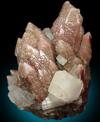 Calcite on red Quartz from Dalnegorsk, Primorskiy Kray, Russia