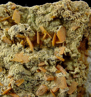 Wulfenite from Manhan Lead Mines, Loudville District, 3 km northwest of Easthampton, Hampshire County, Massachusetts