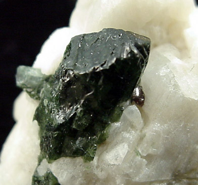 Diopside in Albite from Mulvaney property, Pitcairn, St. Lawrence County, New York