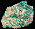 Dioptase on Calcite from Tsumeb Mine, Otavi-Bergland District, Oshikoto, Namibia