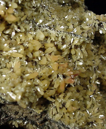 Mimetite on Galena from Tsumeb Mine, Otavi-Bergland District, Oshikoto, Namibia