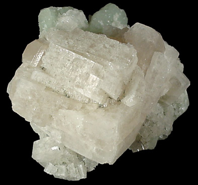 Hydroxyapophyllite-(K) (formerly apophyllite-(KOH)) on Prehnite from Fairfax Quarry, 6.4 km west of Centreville, Fairfax County, Virginia