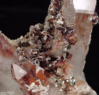 Hubeite on Quartz from Fengjiashan Mine, Daye District, Huangshi, Hubei Province, China (Type Locality for Hubeite)