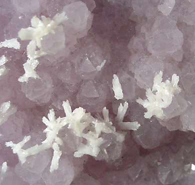 Calcite on Amethyst Quartz from Mina Sirena, Guanajuato, Mexico