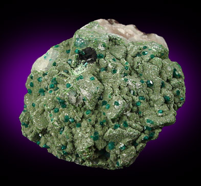 Dioptase on Calcite from Tsumeb Mine, Otavi-Bergland District, Oshikoto, Namibia