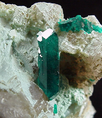 Dioptase on Quartz from Tsumeb Mine, Otavi-Bergland District, Oshikoto, Namibia