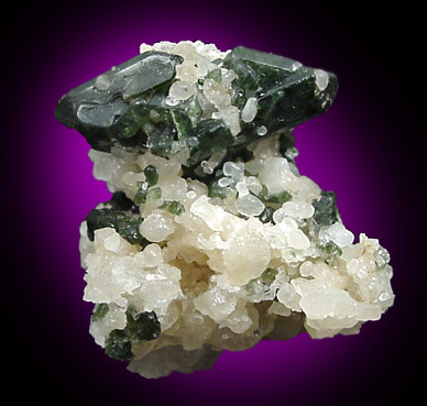 Diopside in Calcite from Mulvaney property, Pitcairn, St. Lawrence County, New York