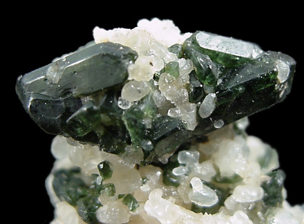 Diopside in Calcite from Mulvaney property, Pitcairn, St. Lawrence County, New York