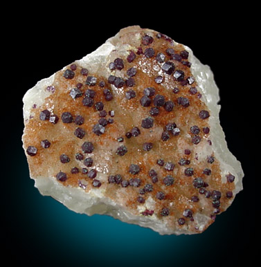 Cuprite, Malachite on Calcite from Tsumeb Mine, Otavi-Bergland District, Oshikoto, Namibia