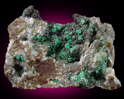 Malachite on Quartz from Tsumeb Mine, Otavi-Bergland District, Oshikoto, Namibia