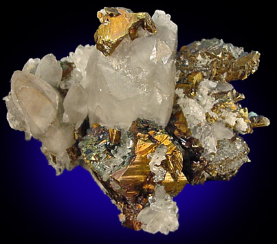 Chalcopyrite on Calcite from Dzhezkazgan, Karaganda Oblast', Kazakhstan