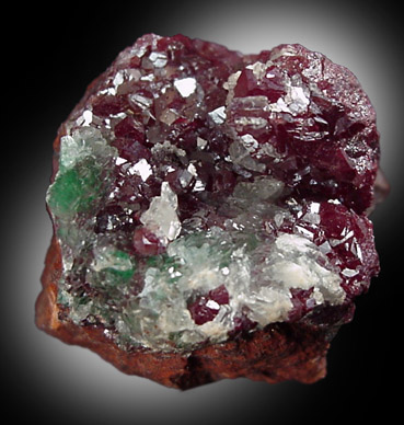 Cuprite, Calcite, Malachite from Tsumeb Mine, Otavi-Bergland District, Oshikoto, Namibia