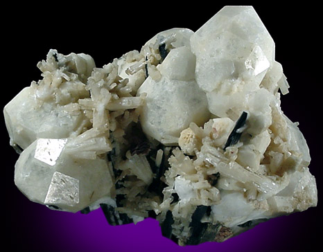 Analcime, Natrolite, Aegirine, Rhodochrosite from Mont Saint-Hilaire, Québec, Canada