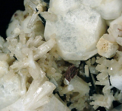 Analcime, Natrolite, Aegirine, Rhodochrosite from Mont Saint-Hilaire, Québec, Canada