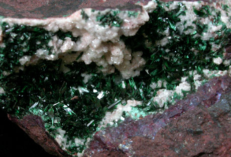 Malachite on Calcite from Tsumeb Mine, Otavi-Bergland District, Oshikoto, Namibia