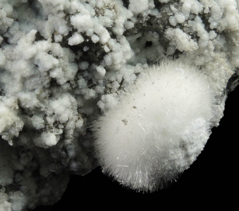 Natrolite over Calcite from Millington Quarry, Bernards Township, Somerset County, New Jersey