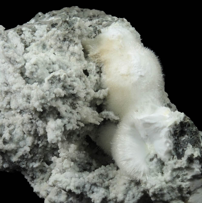 Natrolite over Calcite from Millington Quarry, Bernards Township, Somerset County, New Jersey