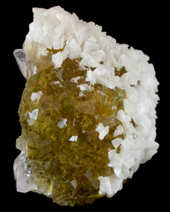 Dolomite on Fluorite with Calcite from Moscona Mine, Villabona District, Asturias, Spain