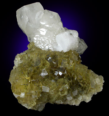 Calcite on Fluorite from Moscona Mine, Villabona District, Asturias, Spain